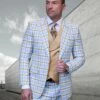 Statement Men's 100% Wool 3 Piece Suit -Electric Windowpane 2 Statement Men's 100% Wool 3 Piece Suit -Electric Windowpane -Empire Shop kariza blue