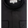 Karl Knox Men's Banded Collar Dress Shirt - Solid Color -Empire Shop kbc001 black