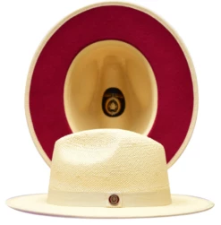 Bruno Capelo Men's Fedora Style Straw Hat - Red Bottom
