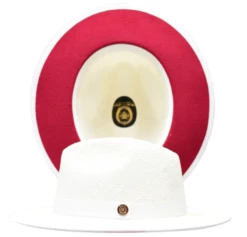 Bruno Capelo Men's Fedora Style Straw Hat - Red Bottom -Empire Shop kingdom white red