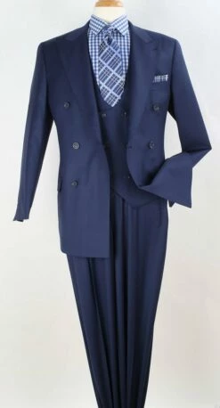 Apollo King Men's 3pc 100% Worsted Wool Suit - Double Breasted
