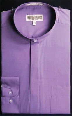 Daniel Ellissa Men's Banded Collar Dress Shirt - Solid Color -Empire Shop lavender 6