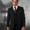Statement Men's 3 Piece 100% Wool Suit - Solid Color 2 Statement Men's 3 Piece 100% Wool Suit - Solid Color -Empire Shop lazio black