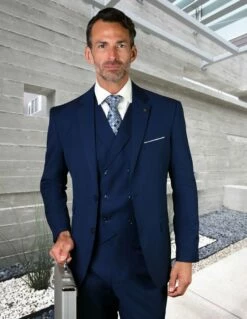Statement Men's 100% Wool 3 Piece Suit - Bold Solid Colors 33 Statement Men's 100% Wool 3 Piece Suit - Bold Solid Colors -Empire Shop lazio sapphire 26