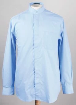 Daniel Ellissa Men's Banded Collar Dress Shirt - Solid Color -Empire Shop lt blue full