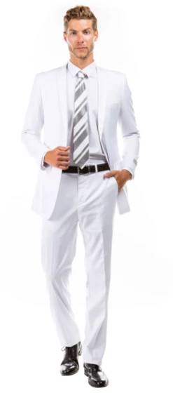 Tazio Men's 2 Piece Slim Fit Executive Suit - Side Vents -Empire Shop m085s 07 white