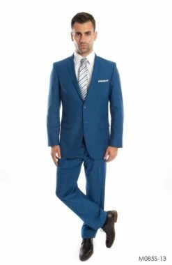 Tazio Men's 2 Piece Slim Fit Executive Suit - Side Vents -Empire Shop m085s 13frenchblue