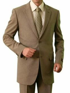 Tazio Men's 2 Piece Solid Discount Suit - 2 Button Jacket -Empire Shop m116 tan 1
