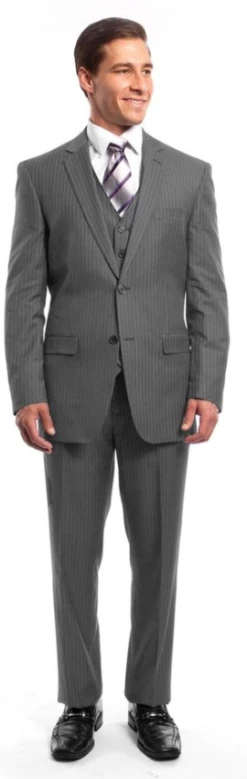 Tazio Men's 3 Piece Executive Pinstripe Outlet Suit - 6 Button Vest -Empire Shop m120 6 1 29