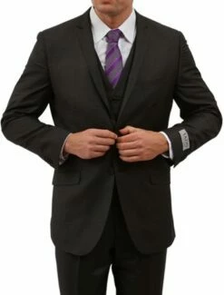 Tazio Men's 3 Piece Executive Slim Fit Suit - 5 Button Vest