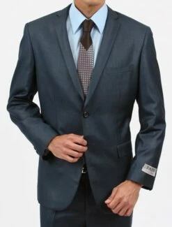Tazio Men's 2 Piece Slim Fit Suit - Modern Cut Silky Sharkskin