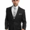 Demantie Men's 2 Piece Solid Executive Suit - Flat Front Pants -Empire Shop m202 01 71111.1564528372