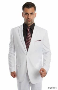 Demantie Men's 2 Piece Solid Executive Suit - Flat Front Pants -Empire Shop m202 04 81934.1564528379