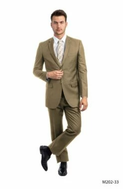 Demantie Men's 2 Piece Solid Executive Suit - Flat Front Pants -Empire Shop m202 33 01553.1637700678