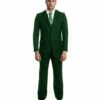 Demantie Men's 2 Piece Solid Executive Suit - With Flat Front Pants 2 Demantie Men's 2 Piece Solid Executive Suit - With Flat Front Pants -Empire Shop m202 green