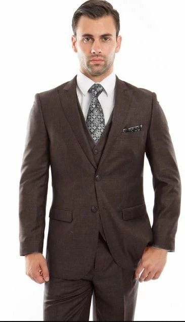 Tazio Men's 3 Piece Slim Fit Executive Suit - Peak Lapel 5 Tazio Men's 3 Piece Slim Fit Executive Suit - Peak Lapel - Image 3