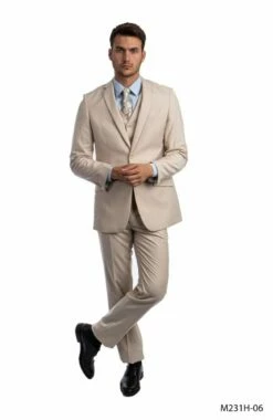 Tazio Men's 3 Piece Executive Suit - Notch Lapel -Empire Shop m231h 06