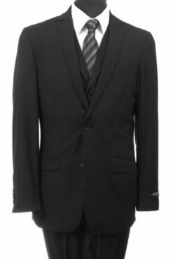 Azzuro Men's 3 Piece Slim Fit Executive Suit - Vest With Lapels