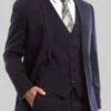 Tazio Men's 3 Piece Solid Discount Suit - Slim Fit Business Suit -Empire Shop m254snavy