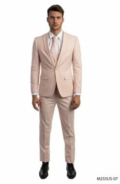 Tazio Men's 3 Piece Ultra Slim Fit Executive Suit - Classy Business -Empire Shop m255us 07 blush
