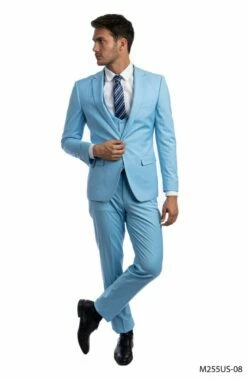 Tazio Men's 3 Piece Ultra Slim Fit Executive Suit - Classy Business -Empire Shop m255us 08 sky blue
