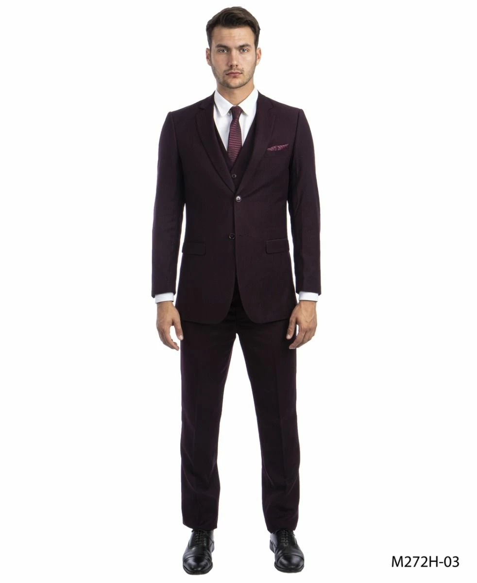 Tazio Men's 3 Piece Pinstripe Suit - Dark Colors 4 Tazio Men's 3 Piece Pinstripe Suit - Dark Colors - Image 2