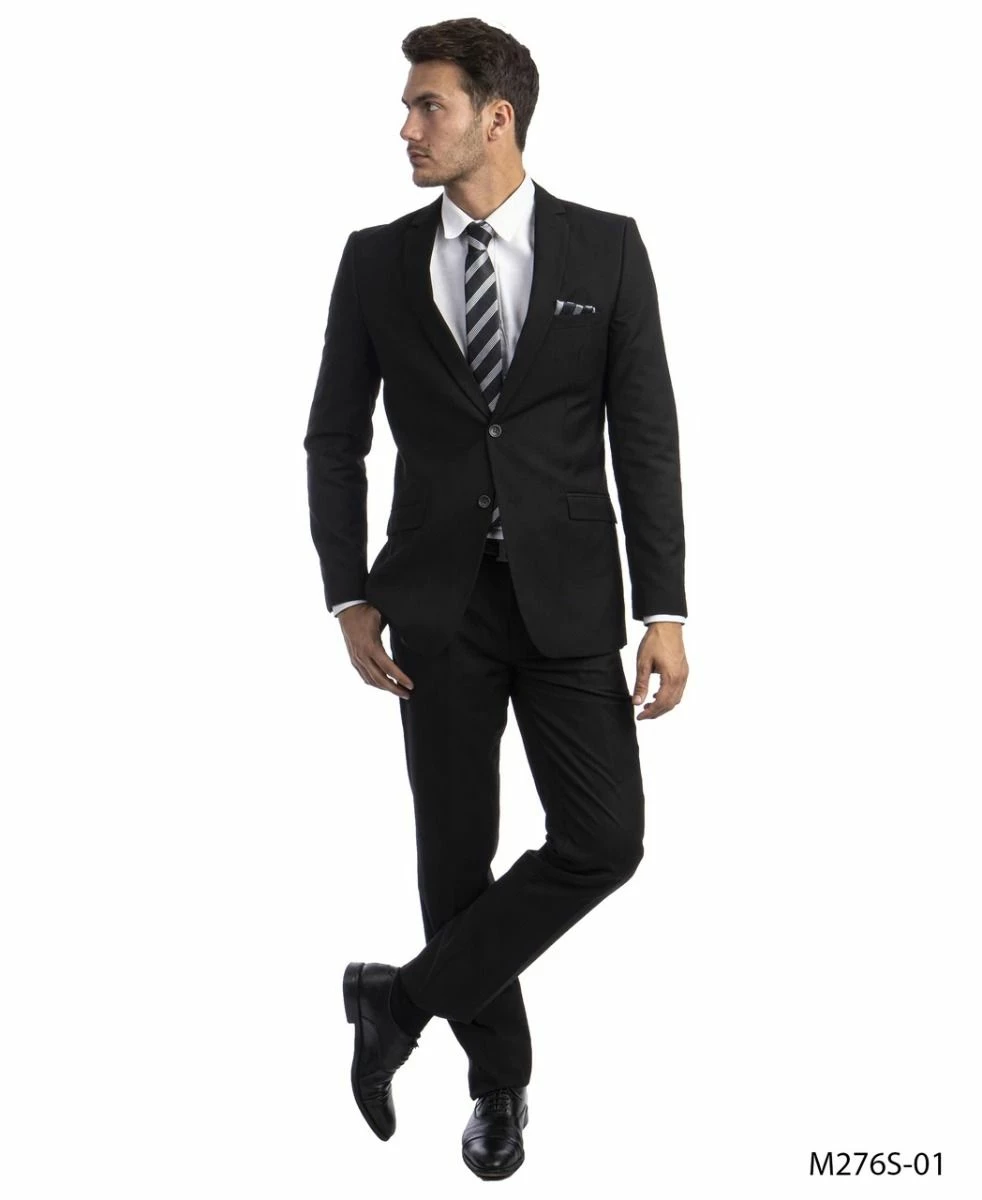 Tazio Men's 2 Piece Slim Fit Suit - Classic Solid Colors 3 Tazio Men's 2 Piece Slim Fit Suit - Classic Solid Colors