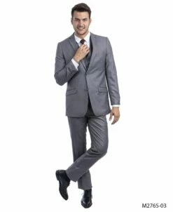 Tazio Men's 3 Piece Executive Suit - Notch Lapel -Empire Shop m276s 03 29 26