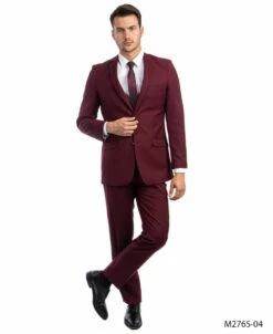Tazio Men's 2 Piece Slim Fit Suit - Classic Solid Colors 12 Tazio Men's 2 Piece Slim Fit Suit - Classic Solid Colors -Empire Shop m276s 04