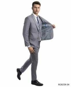 Sean Alexander Men's 3 Piece Skinny Fit Suit - Notch Lapel -Empire Shop m282sk 04 grey 1