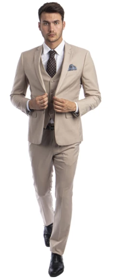 Sean Alexander Men's 3 Piece Skinny Fit Suit - Notch Lapel -Empire Shop m282sk 07 m tan 1