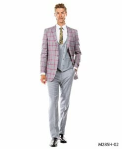 Tazio Men's 3 Piece Executive Suit - Two Tone Windowpane -Empire Shop m285h 02 t 36870.1624652123