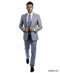 Tazio Men's 3 Piece Executive Suit - Two Tone Windowpane -Empire Shop m285h 03 1 27585.1624654939