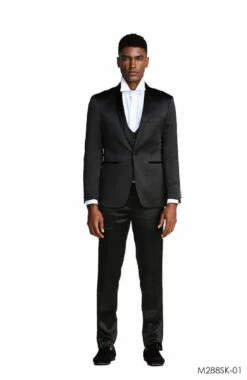 Tazio Men's 3 Piece Skinny Fit Suit - Slight Shine
