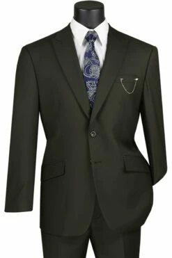 Vinci Men's 2 Piece Modern Fit Executive Suit - Pure Solid -Empire Shop m2tr olive jpg 800x1200 2