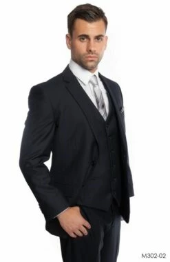 Demantie Men's 3 Piece Solid Executive Suit - Fashion Business 15 Demantie Men's 3 Piece Solid Executive Suit - Fashion Business -Empire Shop m302 02 navy