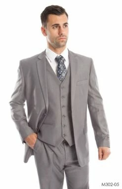 Demantie Men's 3 Piece Solid Executive Suit - Fashion Business 16 Demantie Men's 3 Piece Solid Executive Suit - Fashion Business -Empire Shop m302 05 light grey