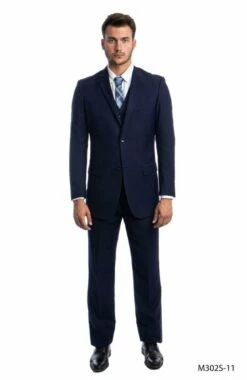 Demantie Men's 3 Piece Solid Executive Suit - Fashion Business 18 Demantie Men's 3 Piece Solid Executive Suit - Fashion Business -Empire Shop m302 11 blue