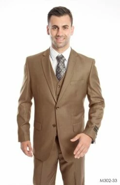 Demantie Men's 3 Piece Solid Executive Suit - Fashion Business 21 Demantie Men's 3 Piece Solid Executive Suit - Fashion Business -Empire Shop m302 33 dark taupe