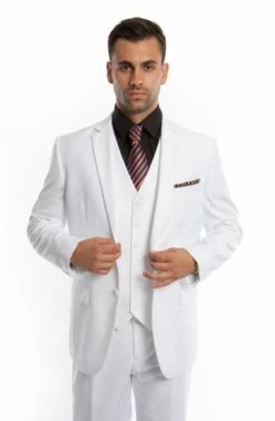 Demantie Men's 3 Piece Solid Executive Suit - Fashion Business 25 Demantie Men's 3 Piece Solid Executive Suit - Fashion Business -Empire Shop m302 white