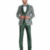 Tazio Men's 4 Piece Skinny Fit Suit - Floral Accents -Empire Shop m308sk forest