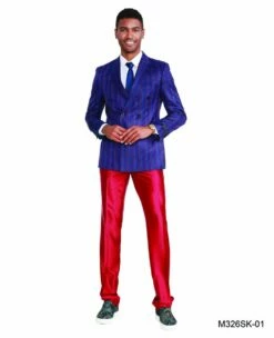 Tazio Men's 2 Piece Skinny Fit Suit - Vibrant Stripes