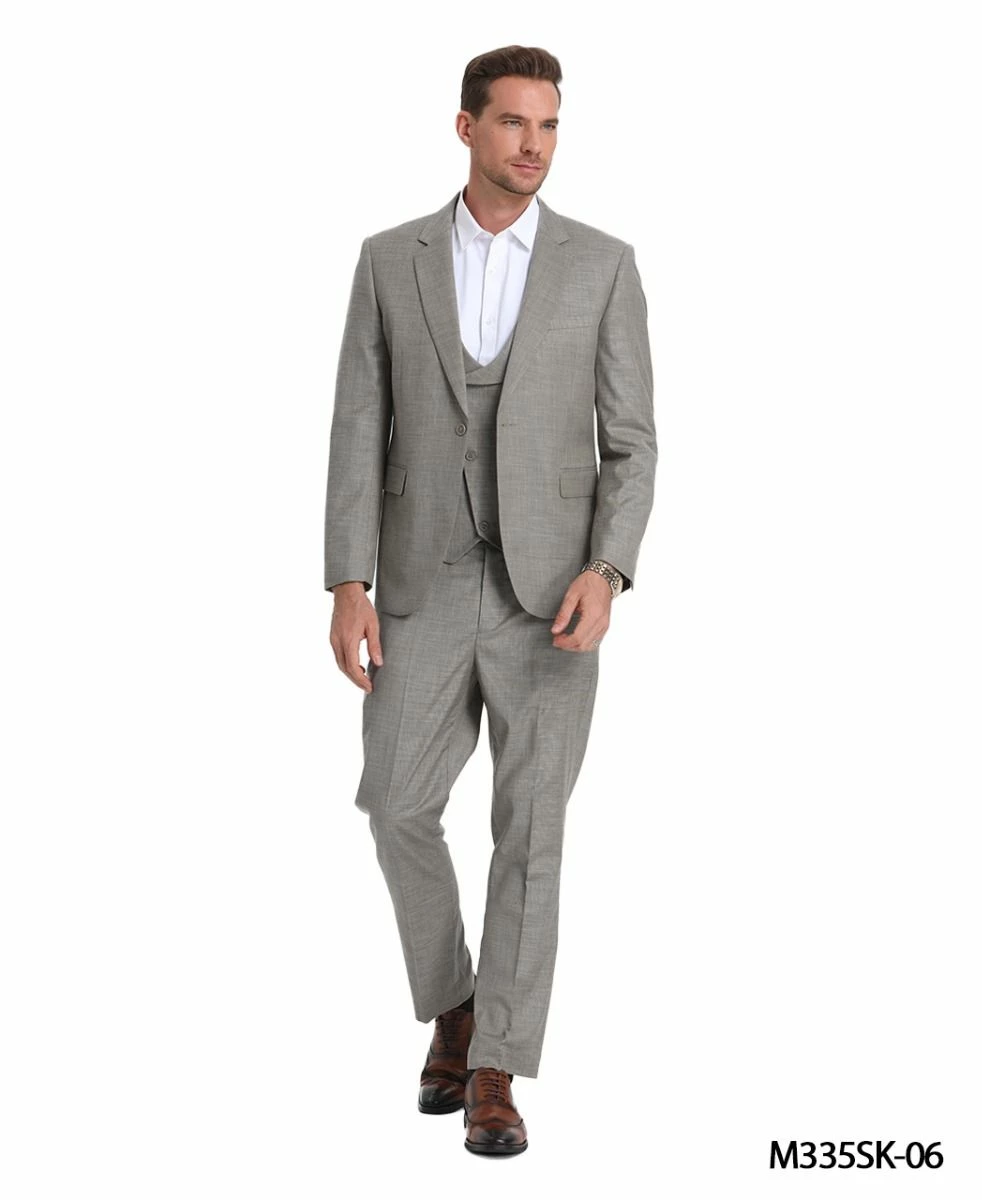 Tazio Men's 3 Piece Skinny Fit Suit - Solid Textured 7 Tazio Men's 3 Piece Skinny Fit Suit - Solid Textured - Image 5