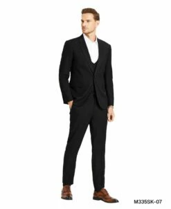 Tazio Men's 3 Piece Skinny Fit Suit - Solid Textured 15 Tazio Men's 3 Piece Skinny Fit Suit - Solid Textured -Empire Shop m335sk 07