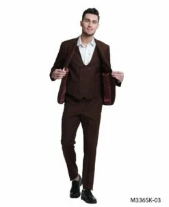 Tazio Men's 3 Piece Skinny Fit Suit - Double Breasted Vest -Empire Shop m336sk 03 02 29306