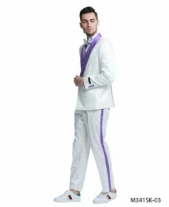 Tazio Men's 2 Piece Skinny Fit Suit - Bold Color Accents -Empire Shop m341sk 03 02 24945