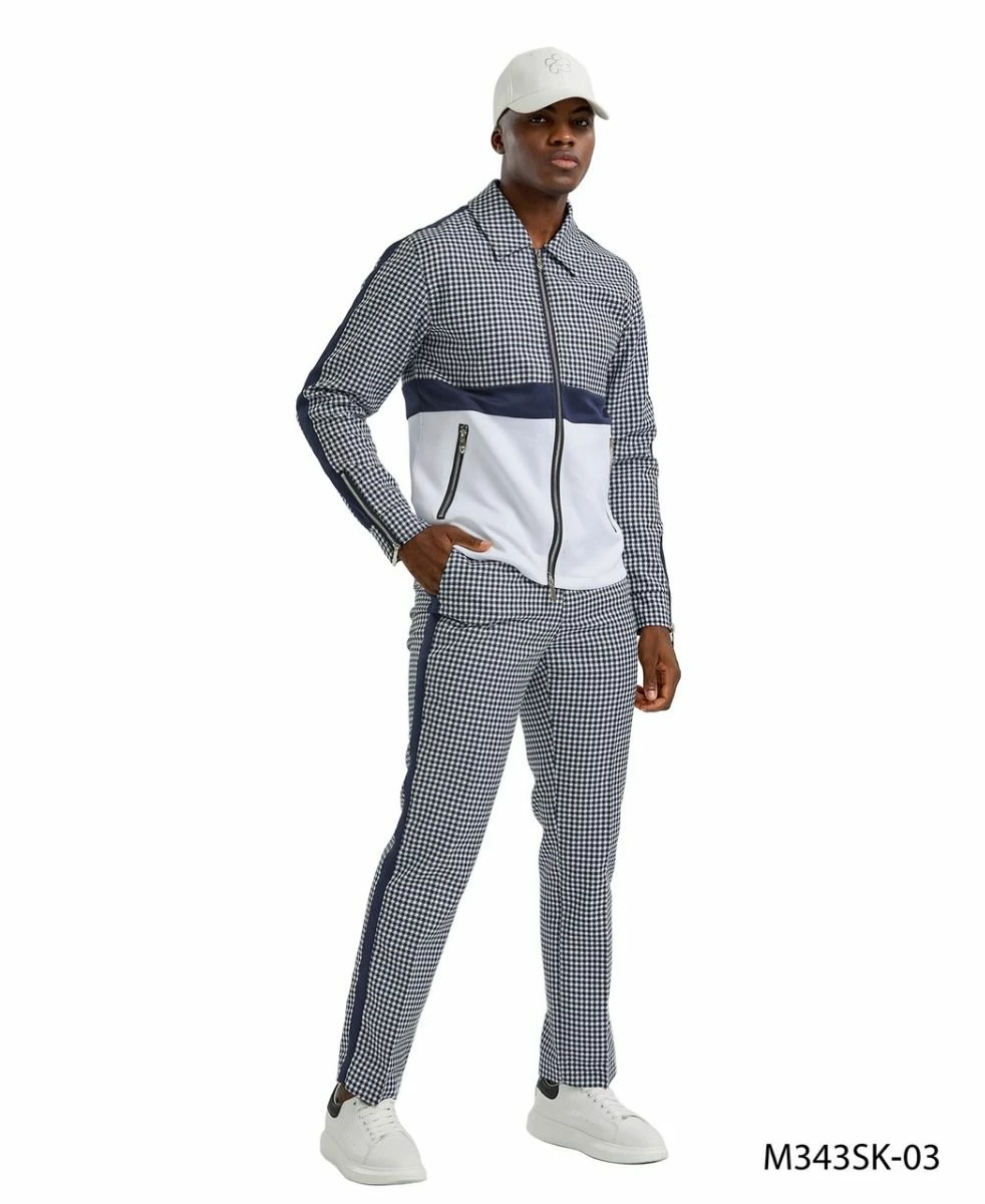Tazio Men's 2 Piece Track Suit Set- Houndstooth 3 Tazio Men's 2 Piece Track Suit Set- Houndstooth