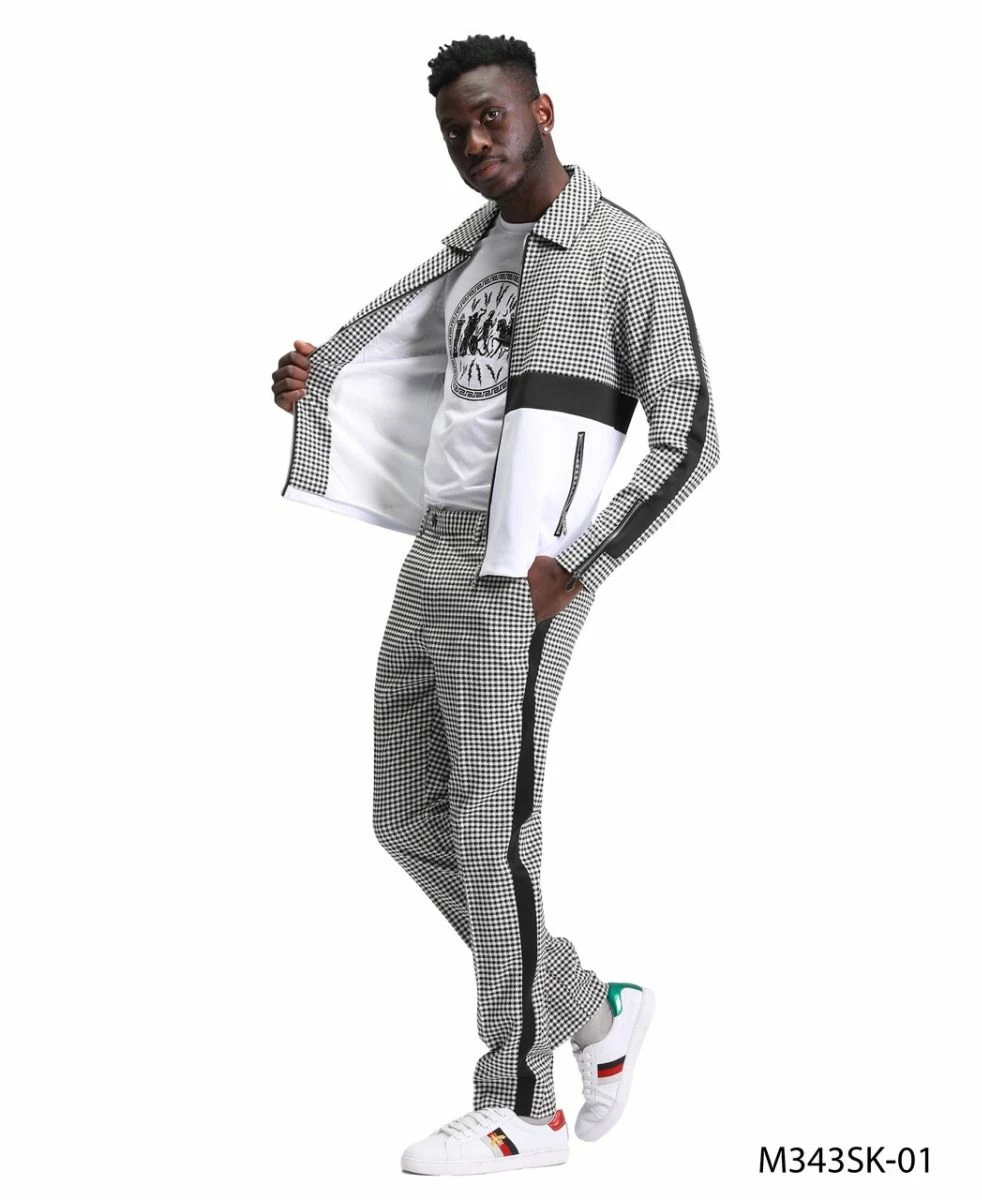 Tazio Men's 2 Piece Track Suit Set- Houndstooth 4 Tazio Men's 2 Piece Track Suit Set- Houndstooth - Image 2