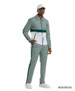 Tazio Men's Outlet 2 Piece Track Suit Set- Houndstooth