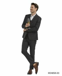 Tazio Men's 3 Piece Skinny Fit Suit - Light Windowpane 7 Tazio Men's 3 Piece Skinny Fit Suit - Light Windowpane -Empire Shop m348sk 03 02 52101.1638921760